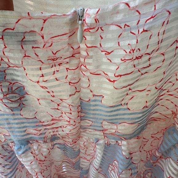 Paul & Joe Sister White Blue Red Floral Peplum Tank Top Size Small - Picture 7 of 8